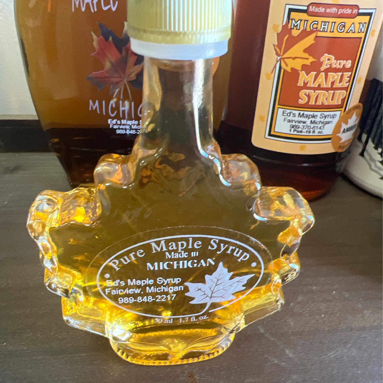 Ed's Maple Syrup Mini Maple Leaf Maple Syrup Glass Ed's Maple Syrup Mini Maple Leaf Maple Syrup Glass