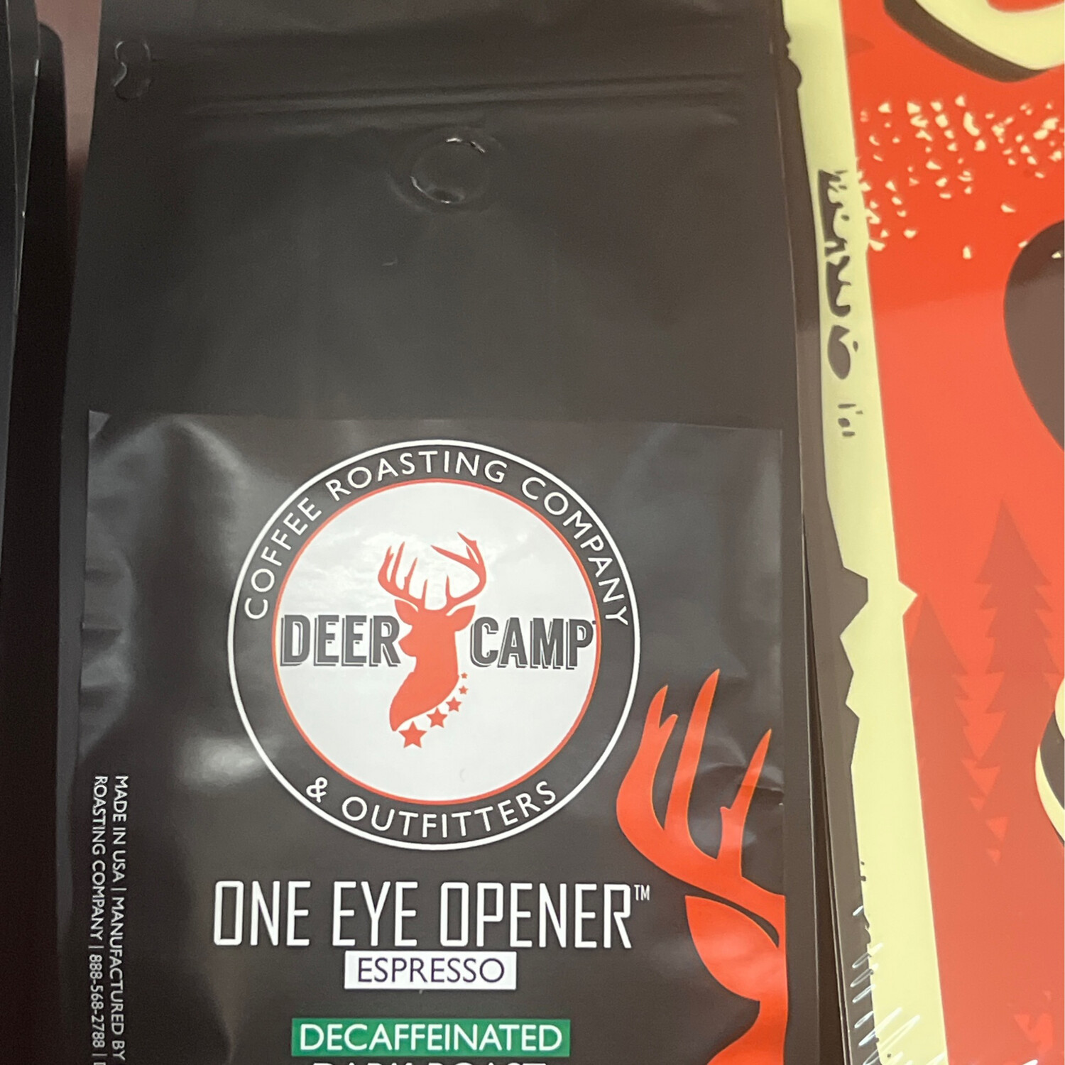 DEER CAMP® One Eye Opener Espresso Decaffeinated Dark Roast Blendd 1lb. DEER CAMP® One Eye Opener Espresso Decaffeinated Dark Roast Blendd 1lb.