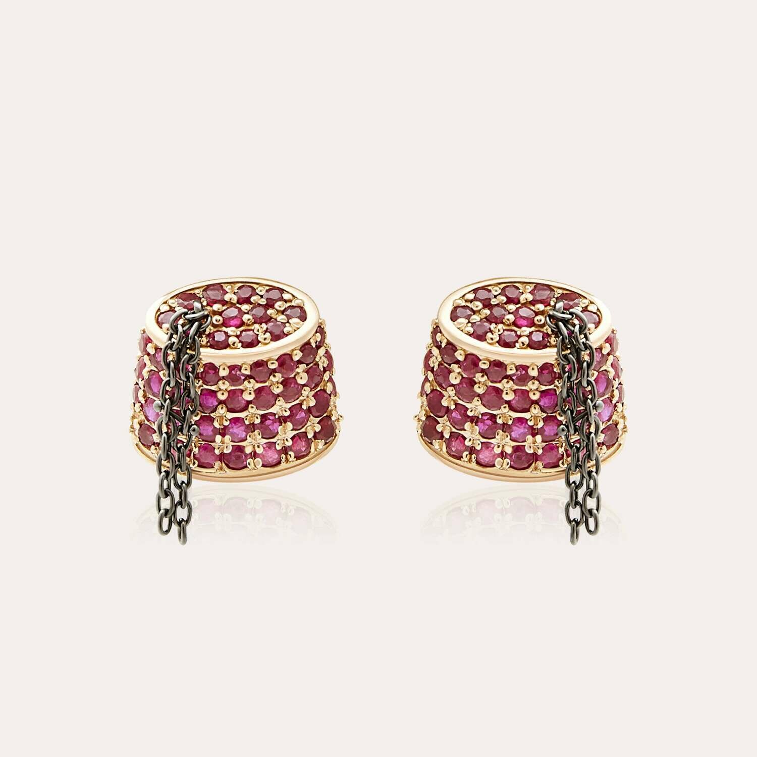Tarboush Gold Earrings with Ruby