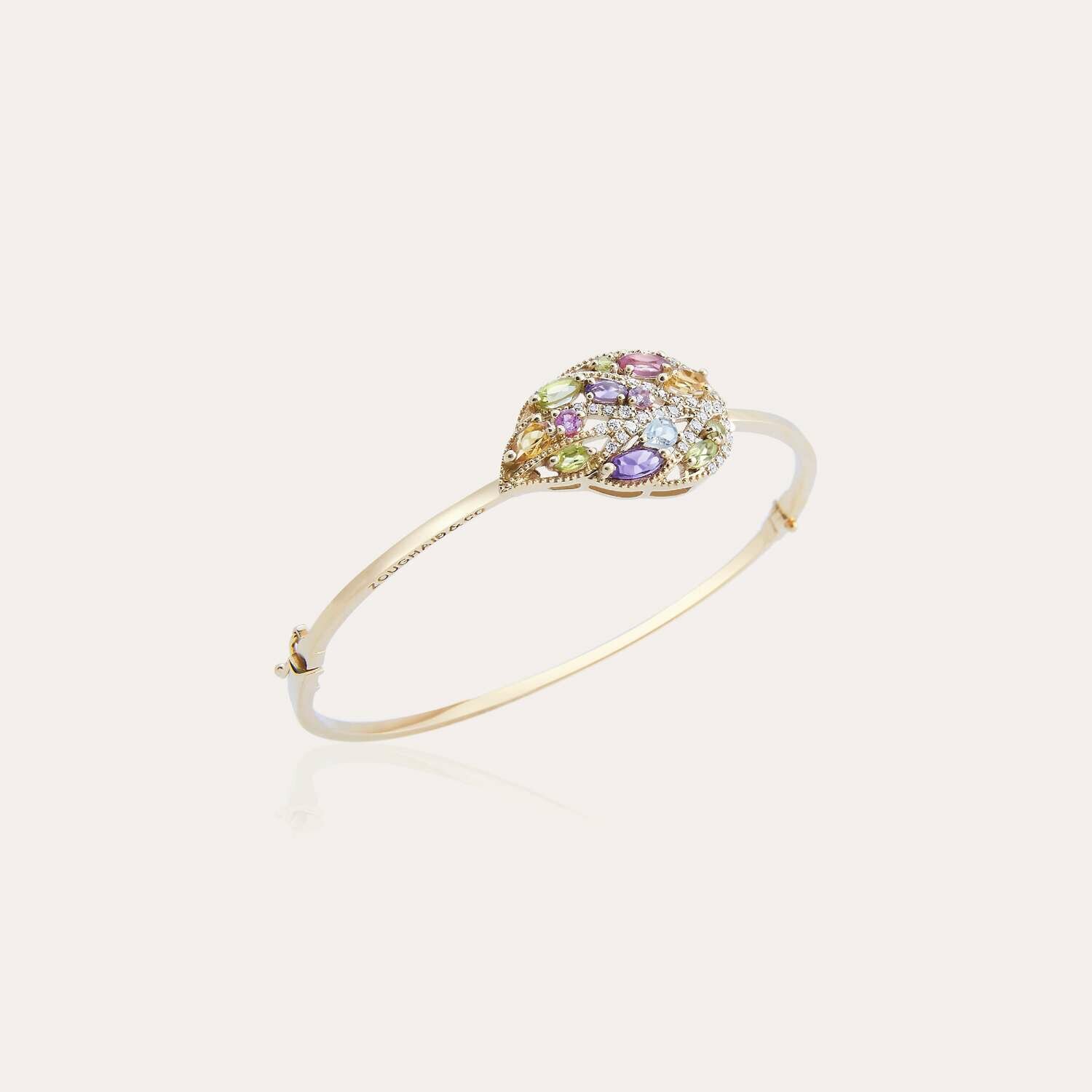 Leaves Diamond Bracelet with Precious Colors