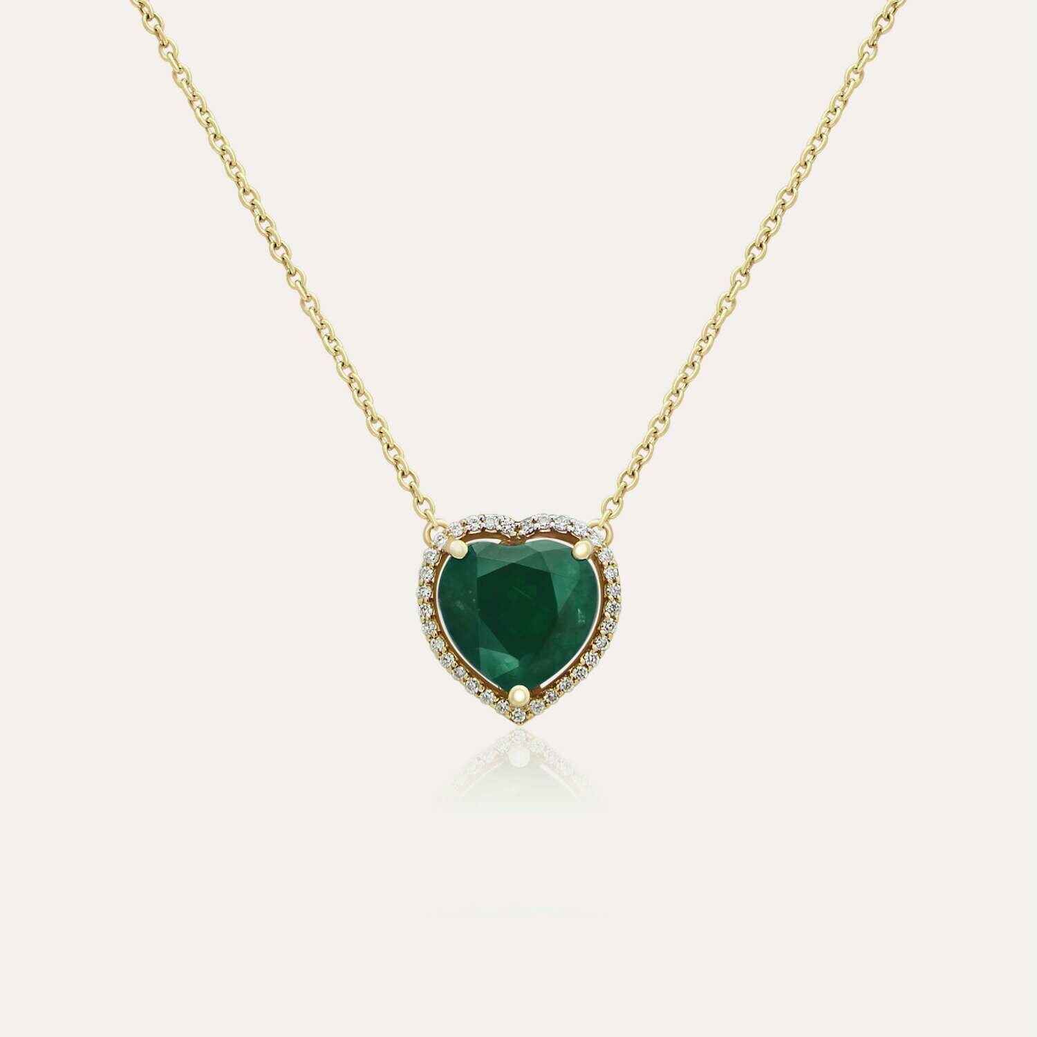 Eternal Diamond Necklace with Emerald Heart