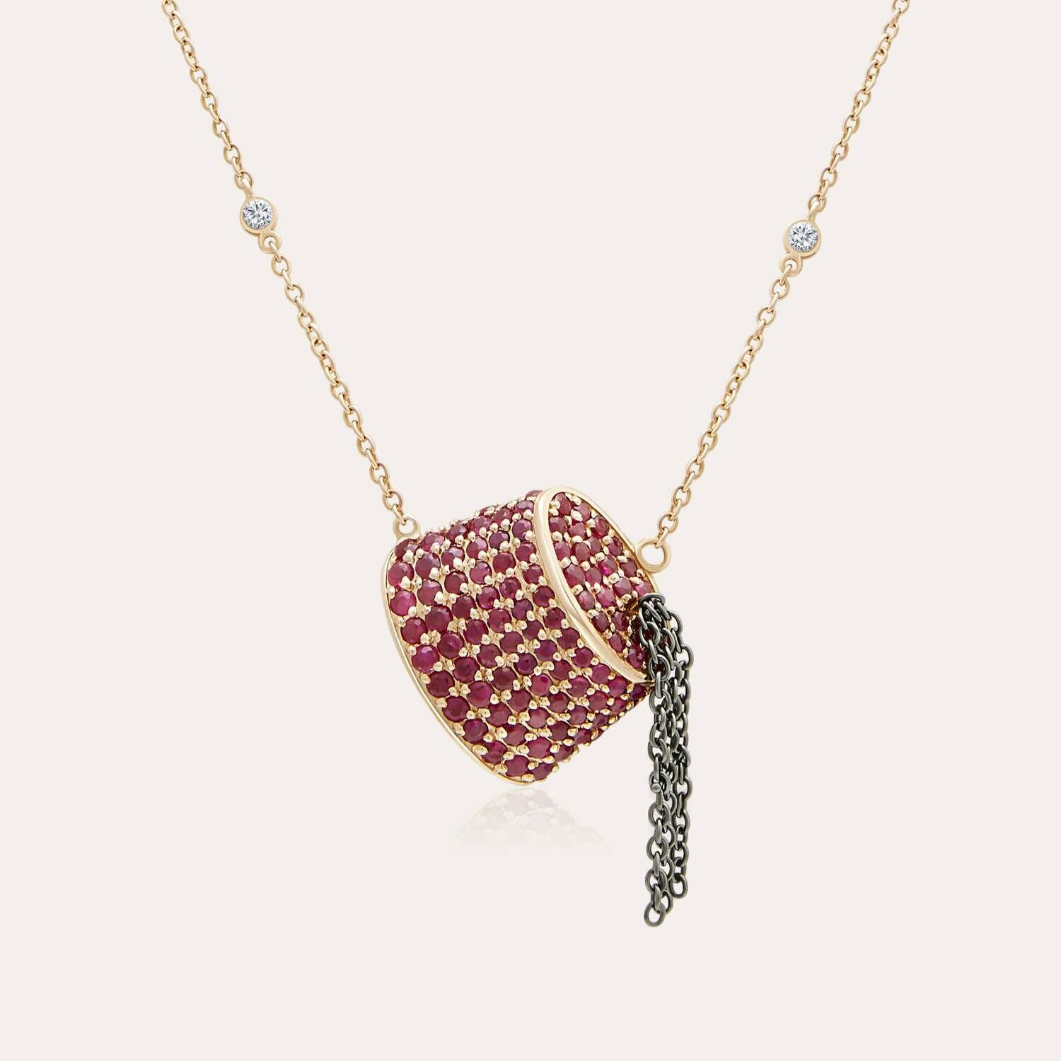 Tarboush Diamond Necklace with Ruby