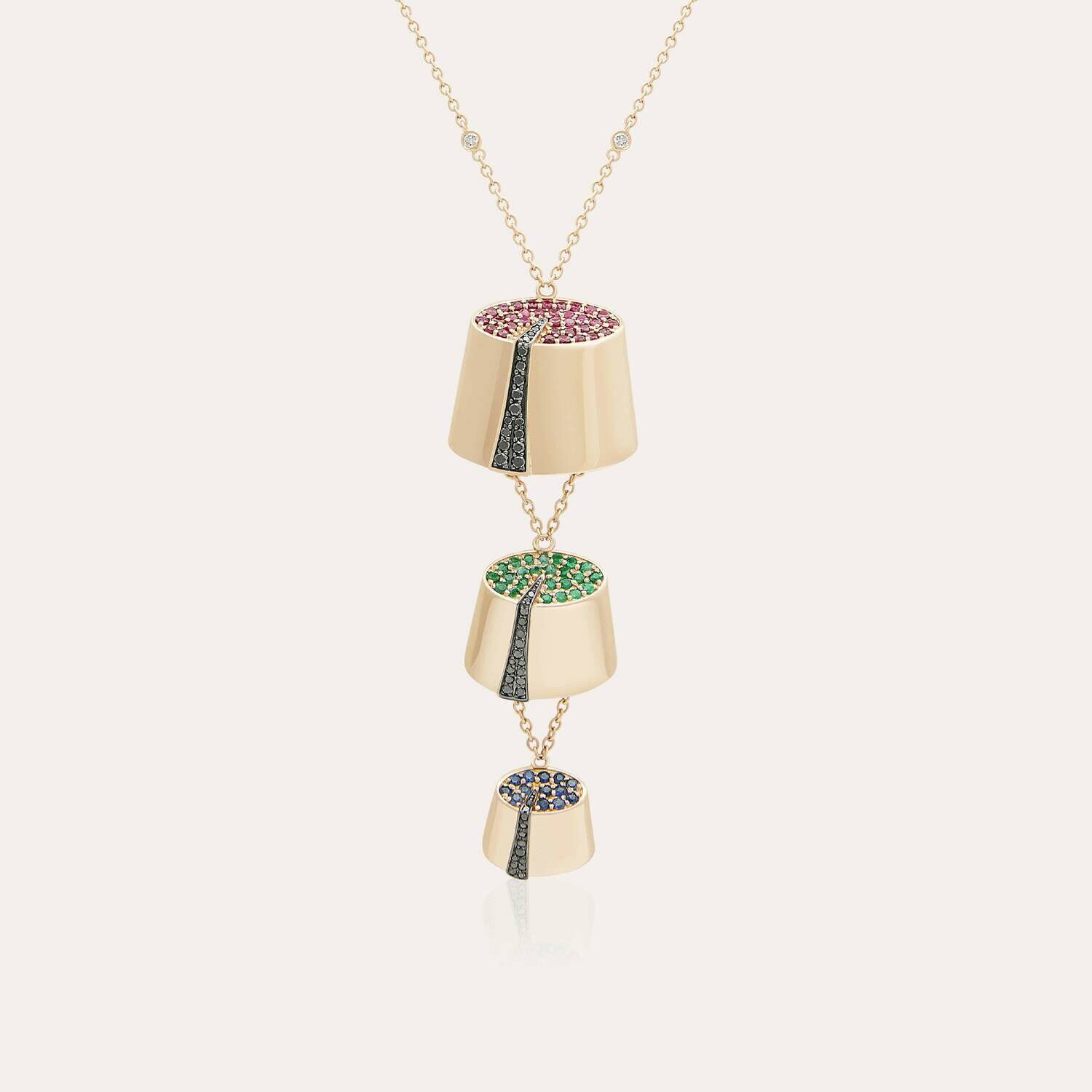 Tarboush Diamond Necklace with Precious Stones
