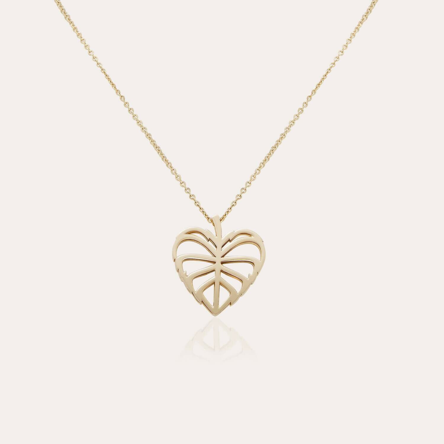 Leaves Gold Necklace Heart