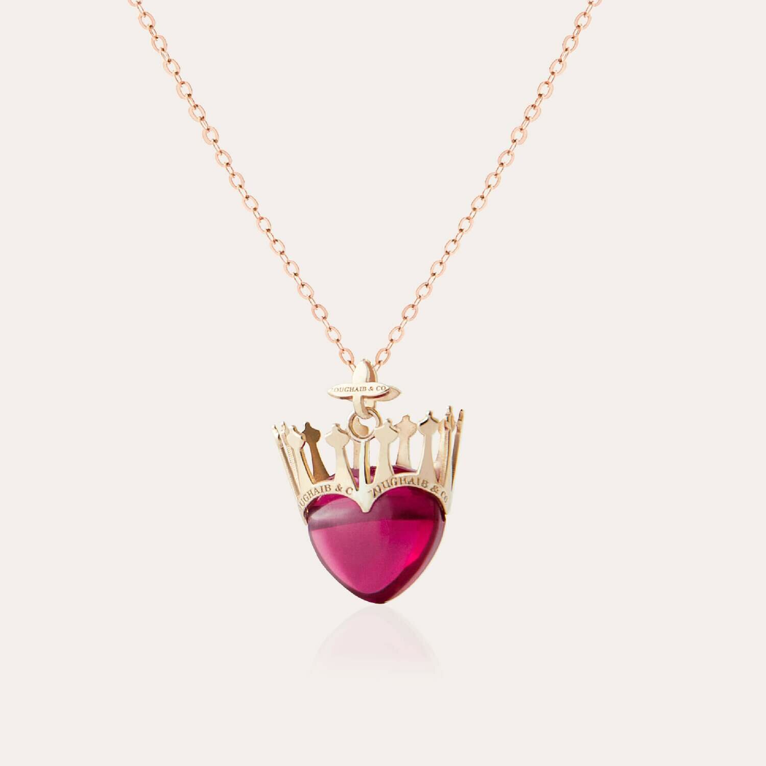 Crown Gold Necklace with Heart