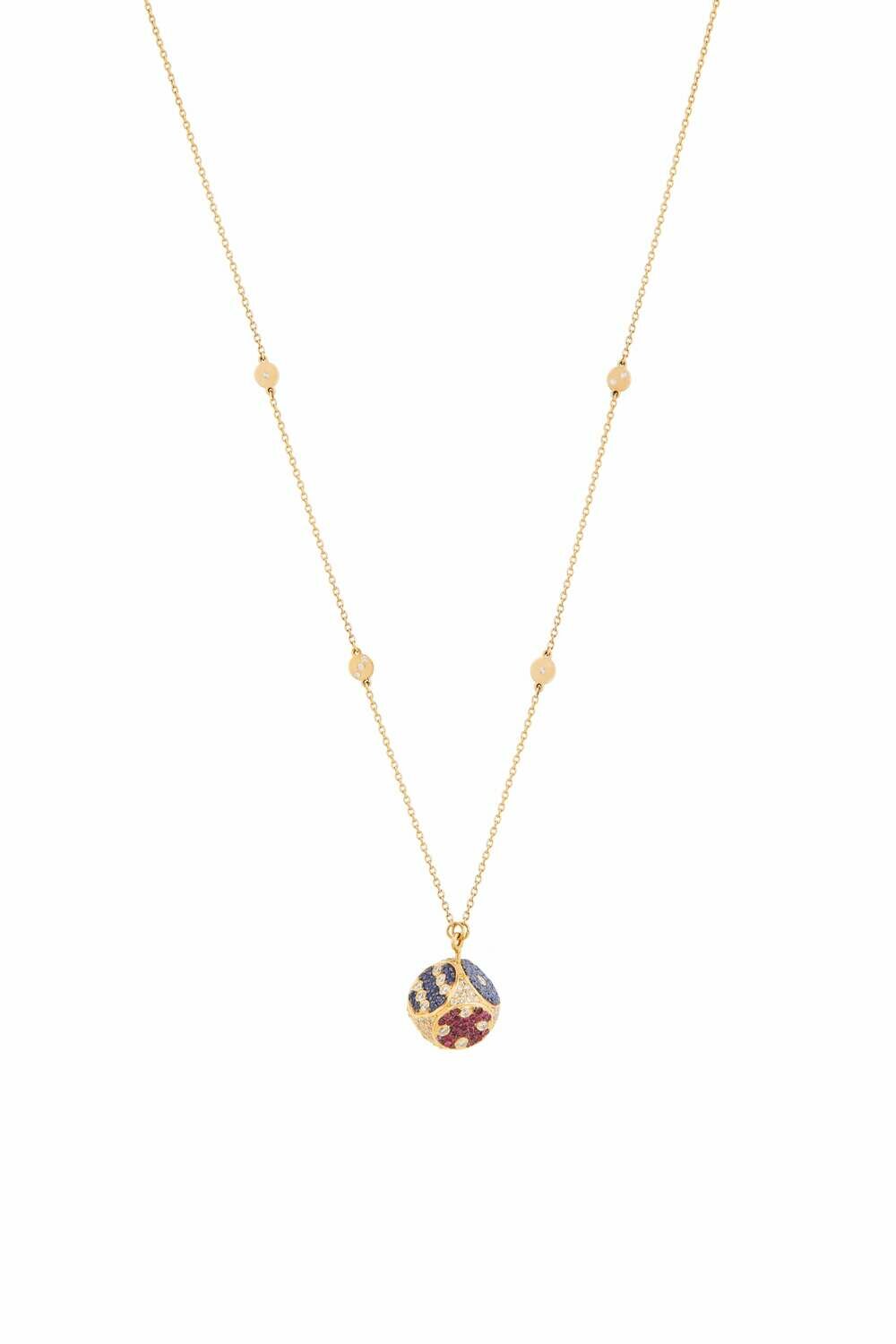 Dame Dice Diamond Necklace with Precious Colored Stones