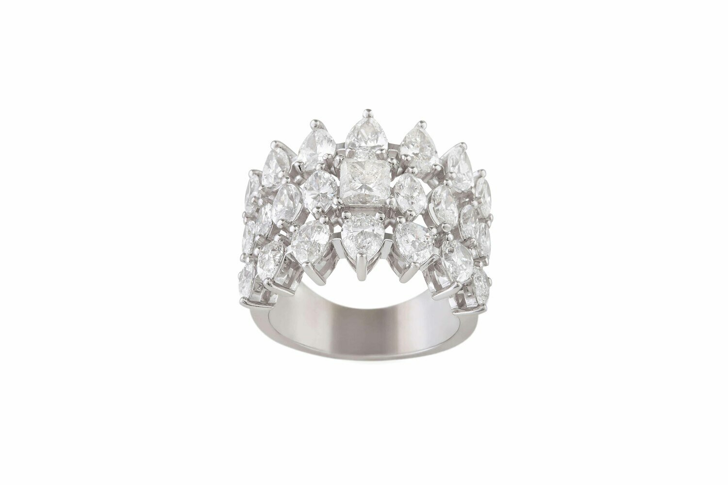 Wedding Band Diamond Ring with Marquise, Pear and Princess