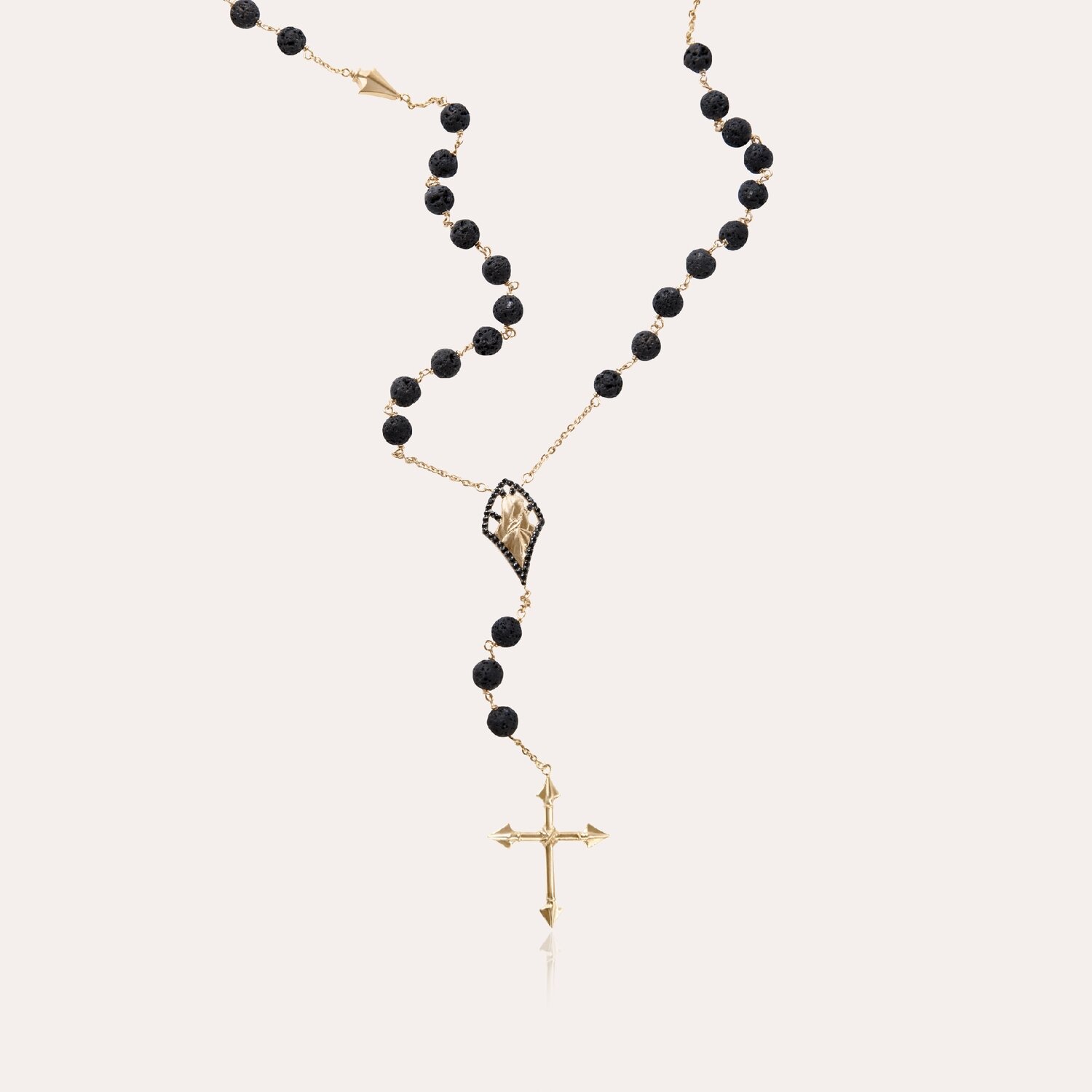 Rosary Gold Necklace with Precious Beads