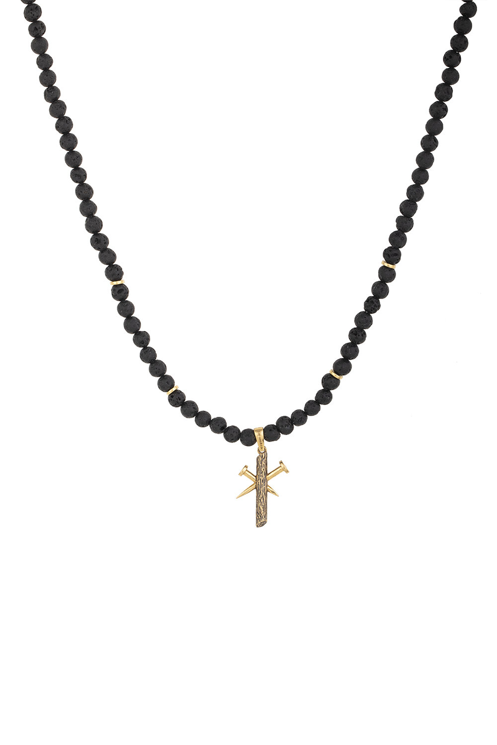 Men Cross Gold Necklace with Precious Beads