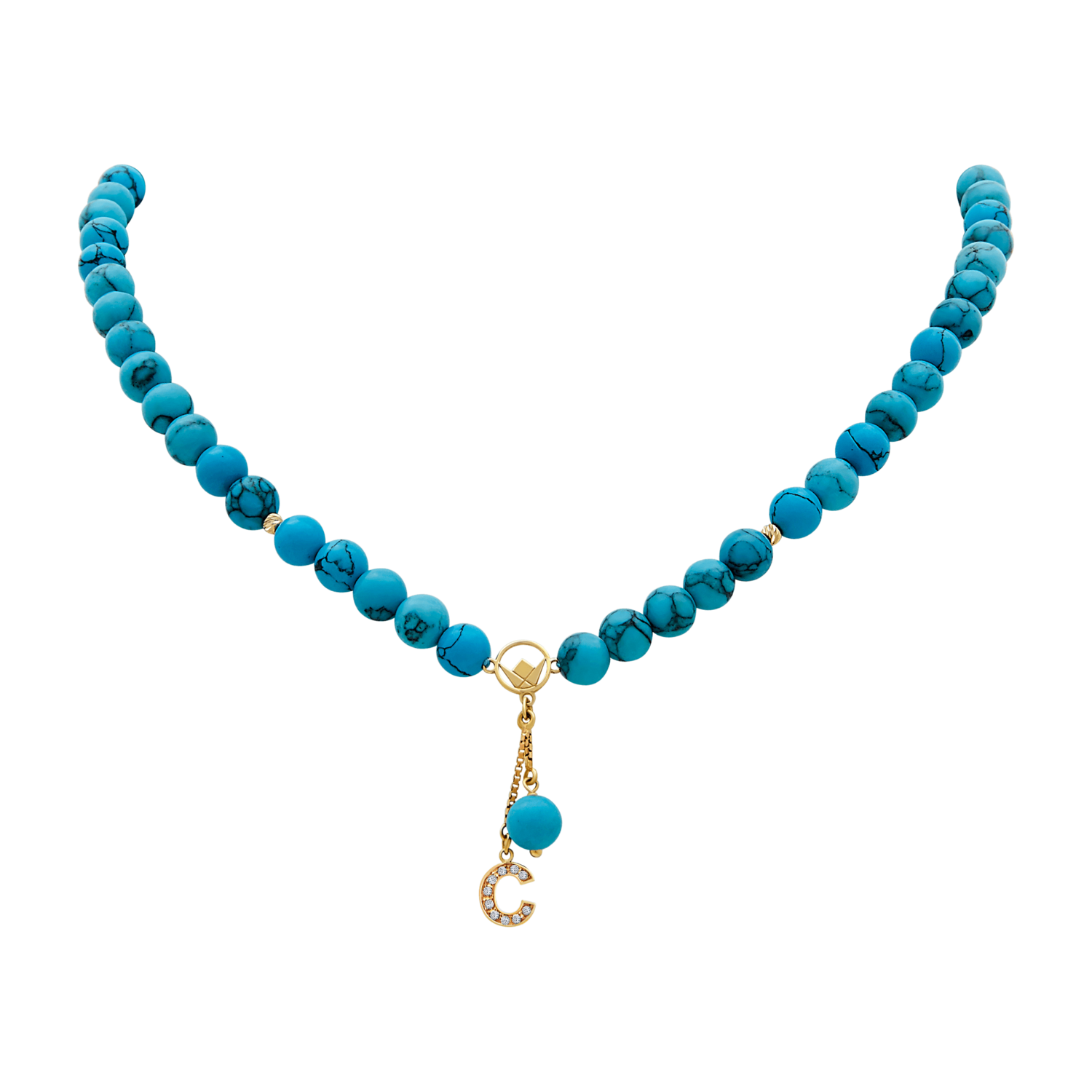 Initial Diamond Necklace with Precious Beads