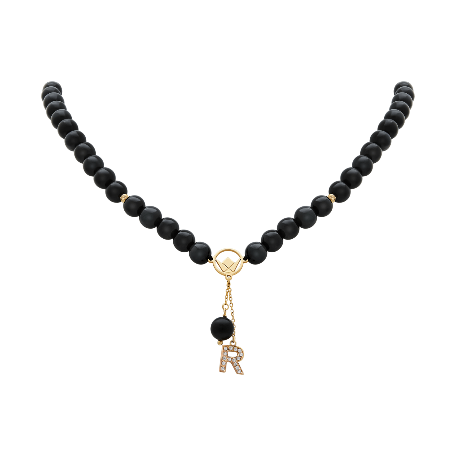 Initials Diamond Necklace with Precious Beads