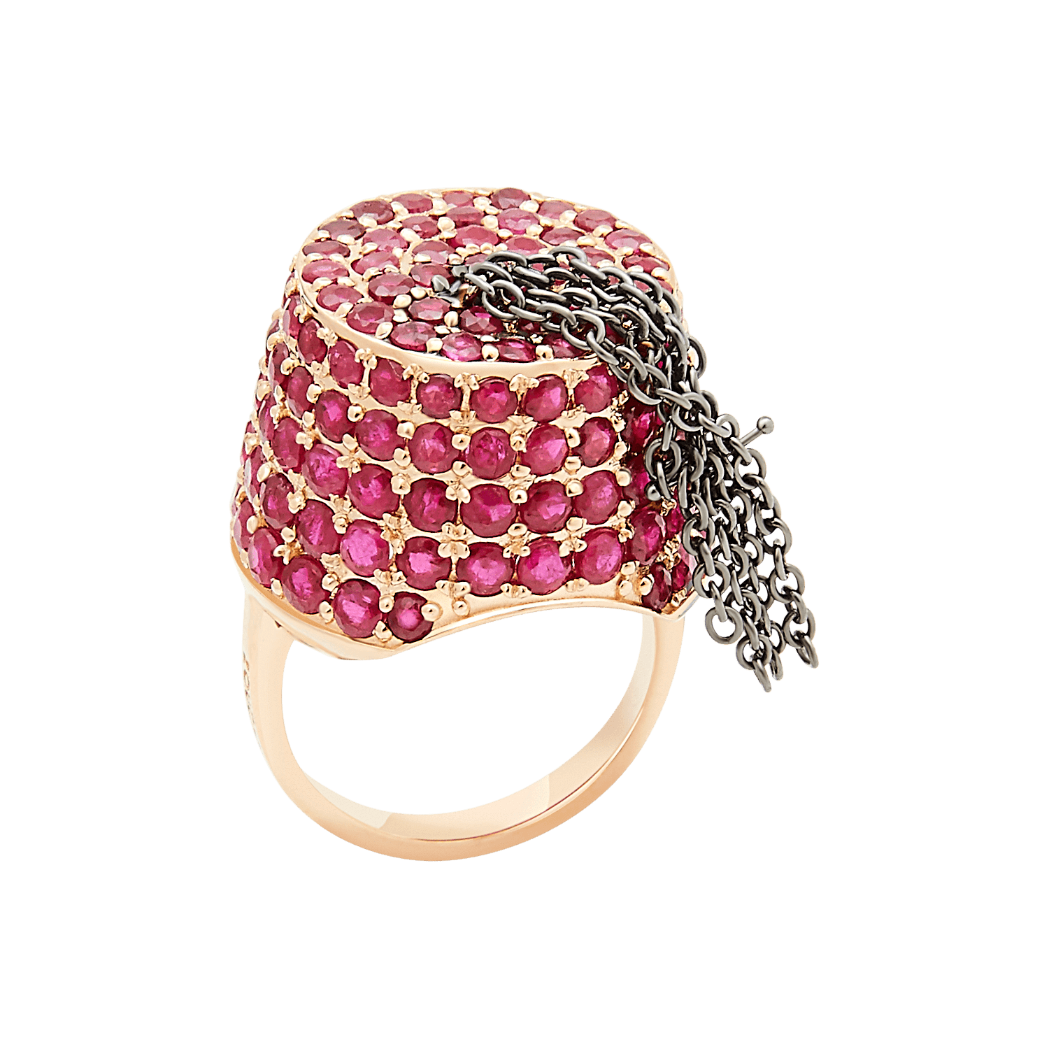 Tarboush Gold Ring with Ruby