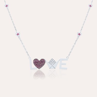 Emblem Diamond Necklace Love with Ruby Emblem Diamond Necklace Love with Ruby