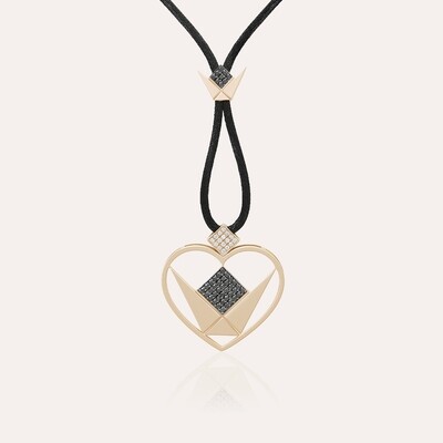 Emblem Fancy Diamond Necklace Heart with leather Emblem Fancy Diamond Necklace Heart with leather