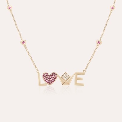 Emblem Diamond Necklace Love with Ruby Emblem Diamond Necklace Love with Ruby