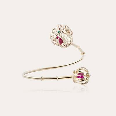 Crown 3D Gold Bracelet with Colored Stones Crown 3D Gold Bracelet with Colored Stones