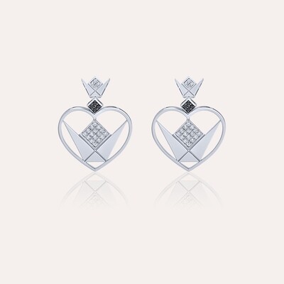 Emblem Love Diamond Earrings Heart Shape Emblem Love Diamond Earrings Heart Shape