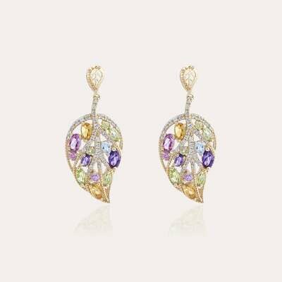 Leaves Diamond Earrings with Precious Colors Leaves Diamond Earrings with Precious Colors