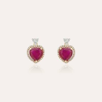 Eternal Diamond Earrings with Heart Ruby Eternal Diamond Earrings with Heart Ruby