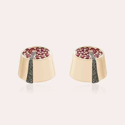 Tarboush Fancy Diamond Earrings with Ruby Tarboush Fancy Diamond Earrings with Ruby