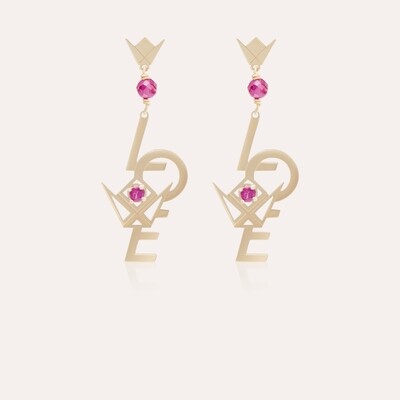Emblem Love Gold Earrings with Colored Stones Emblem Love Gold Earrings with Colored Stones