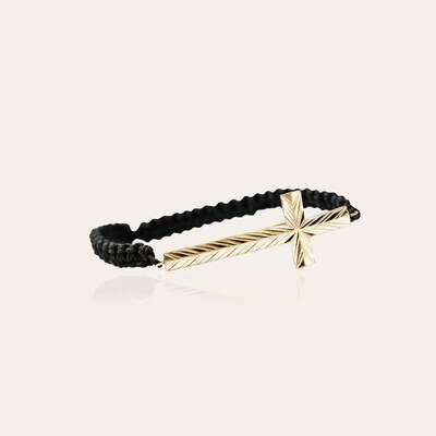 Men Cross Gold Bracelet with Leather Men Cross Gold Bracelet with Leather