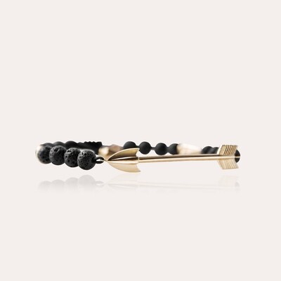 Men Arrow Gold Bracelet with Precious Beads