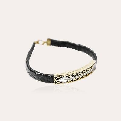 Men Arrow Gold Bracelet with Leather Men Arrow Gold Bracelet with Leather