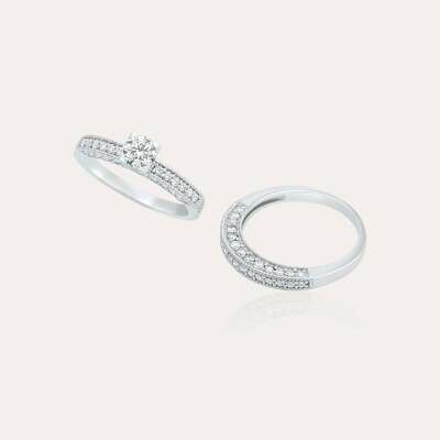 Solitaire Diamond Twins Engagement Ring