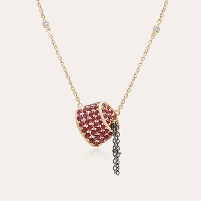 Tarboush Diamond Necklace with Ruby Tarboush Diamond Necklace with Ruby