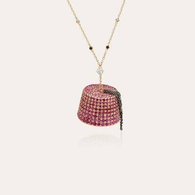 Tarboush Pendant Ruby with Diamond