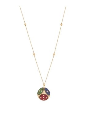Dame Dice Diamond Necklace with Ruby, Sapphire and Precious Colors