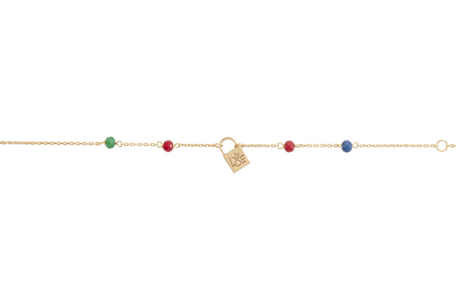 Lock Gold Bracelet Love with Colored Stones