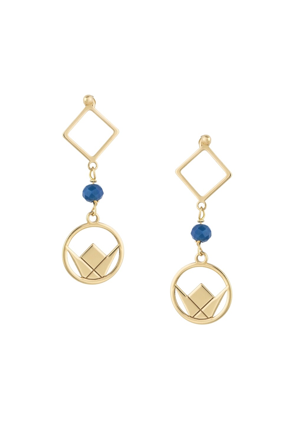Emblem Gold Earrings with Colored stones