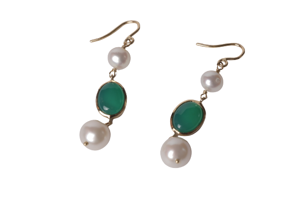 Eternal Gold Earrings with Pearls and Colored stones