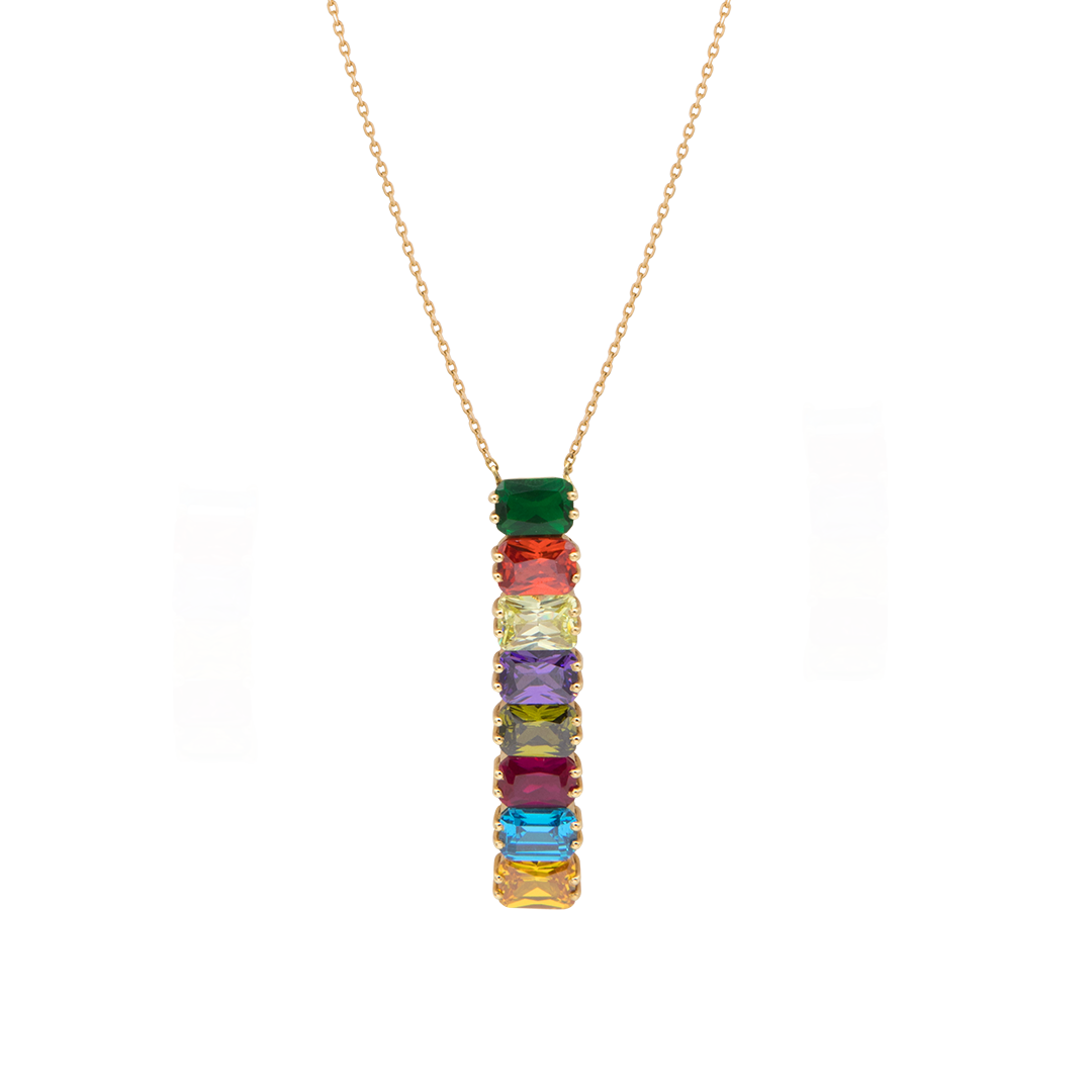 ShineStone Gold Necklace with multicolor stones