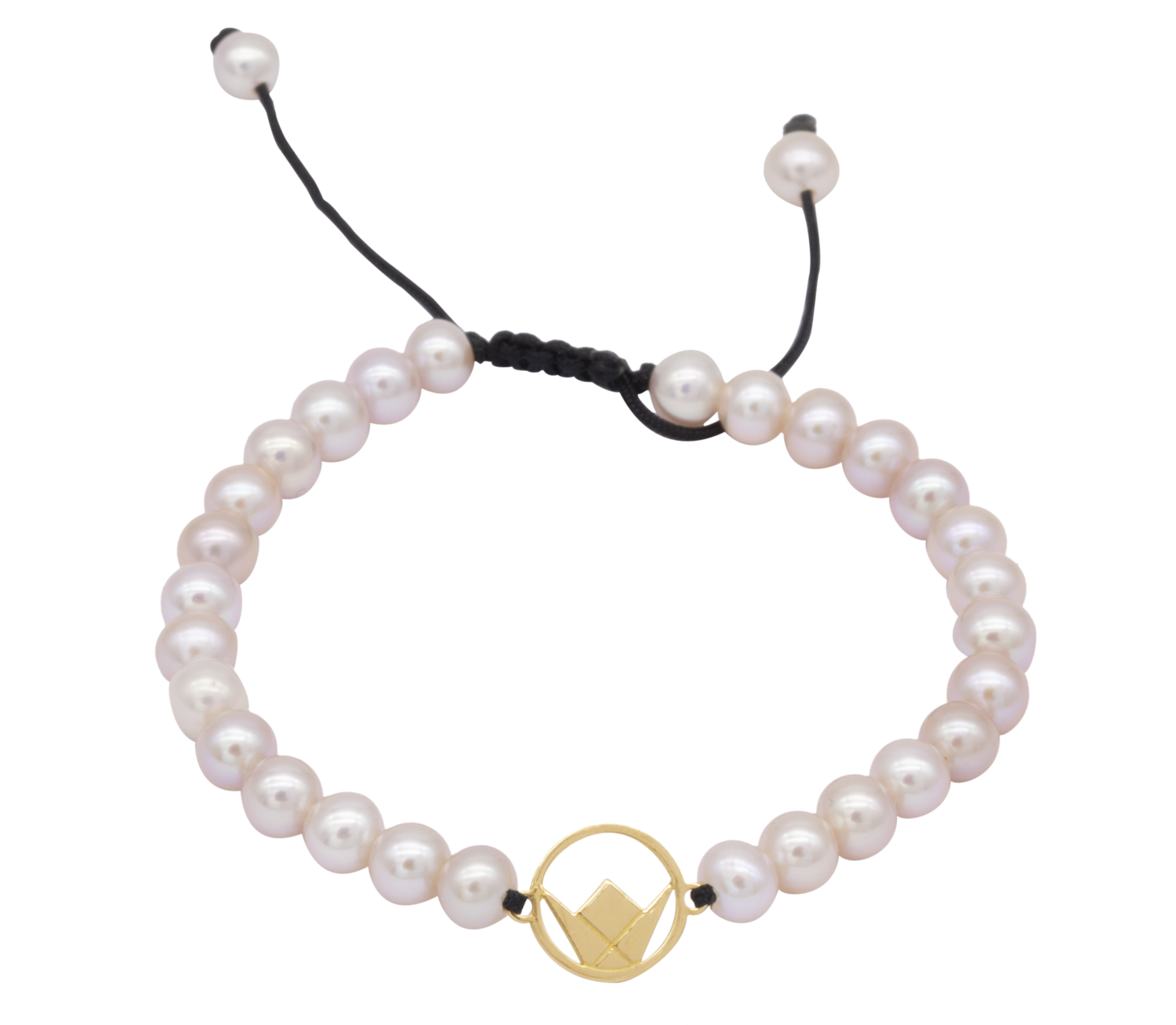 Emblem Gold Bracelet with Pearls