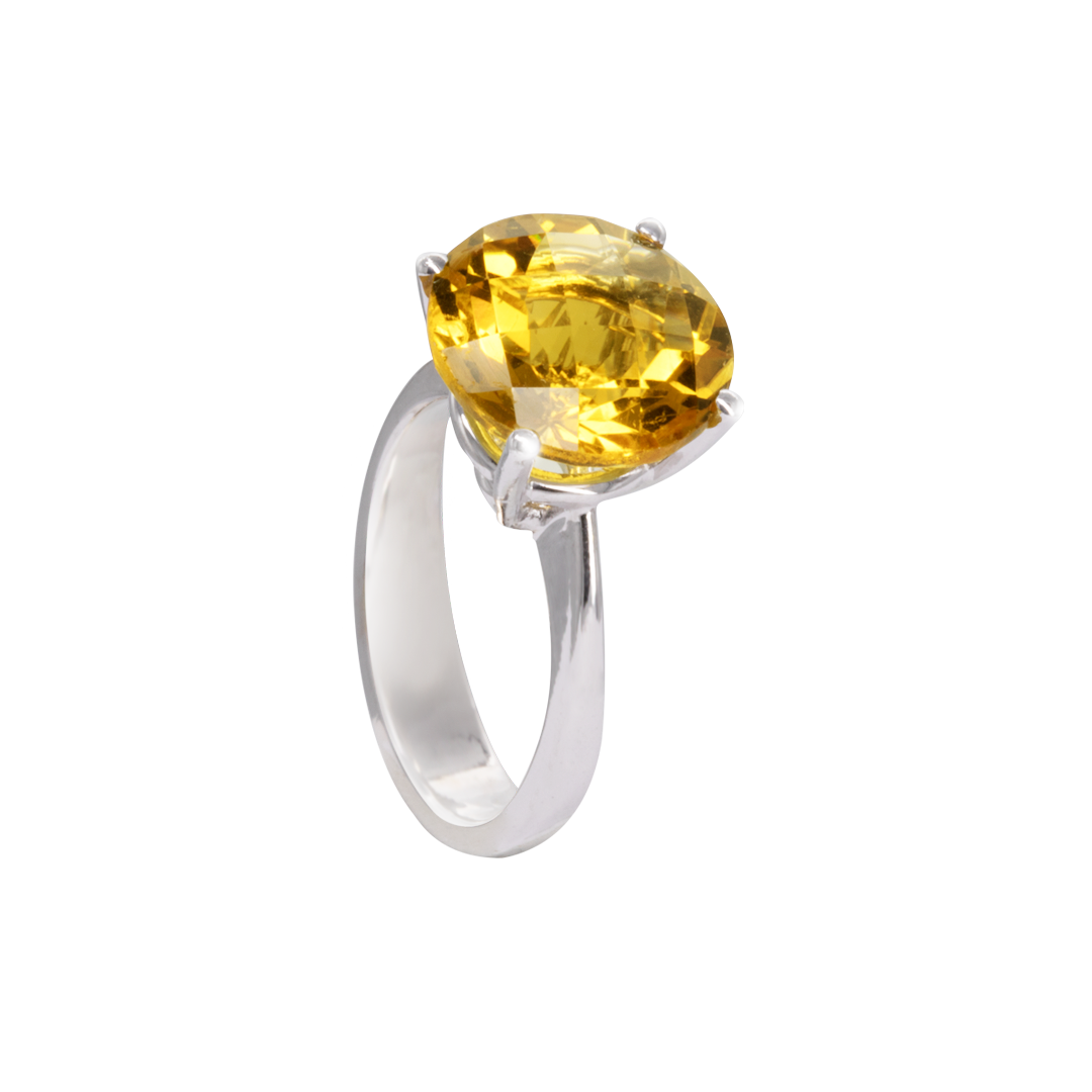 ShineStone Gold Ring with single Precious Color stone