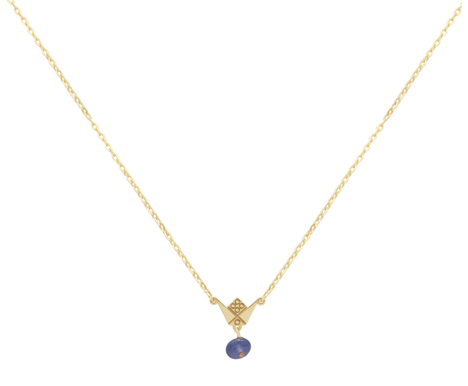 Emblem Gold Necklace with Colored Stone