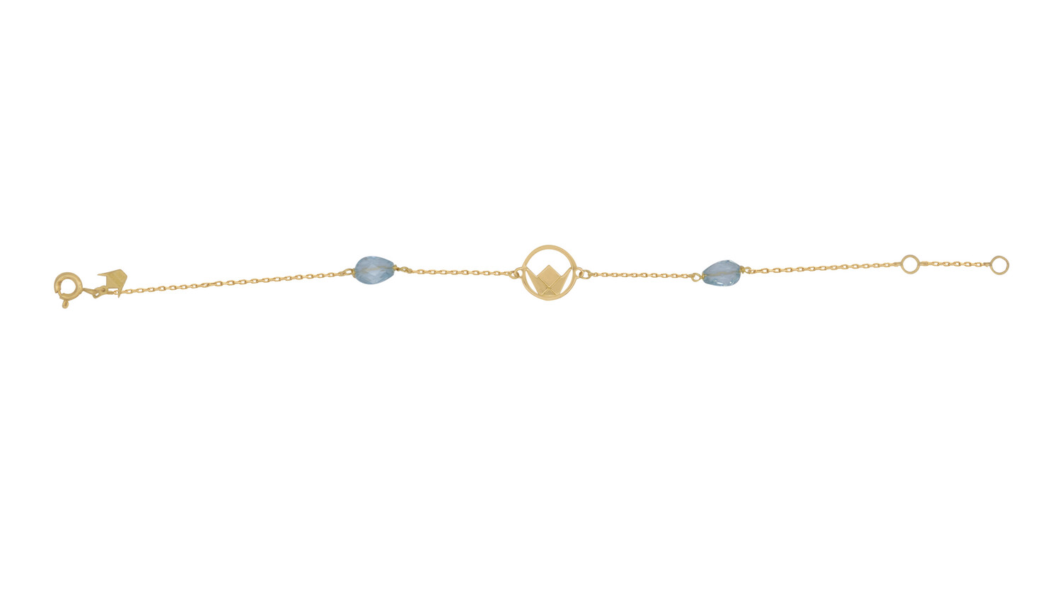 Emblem Gold Bracelet with Colored Stones