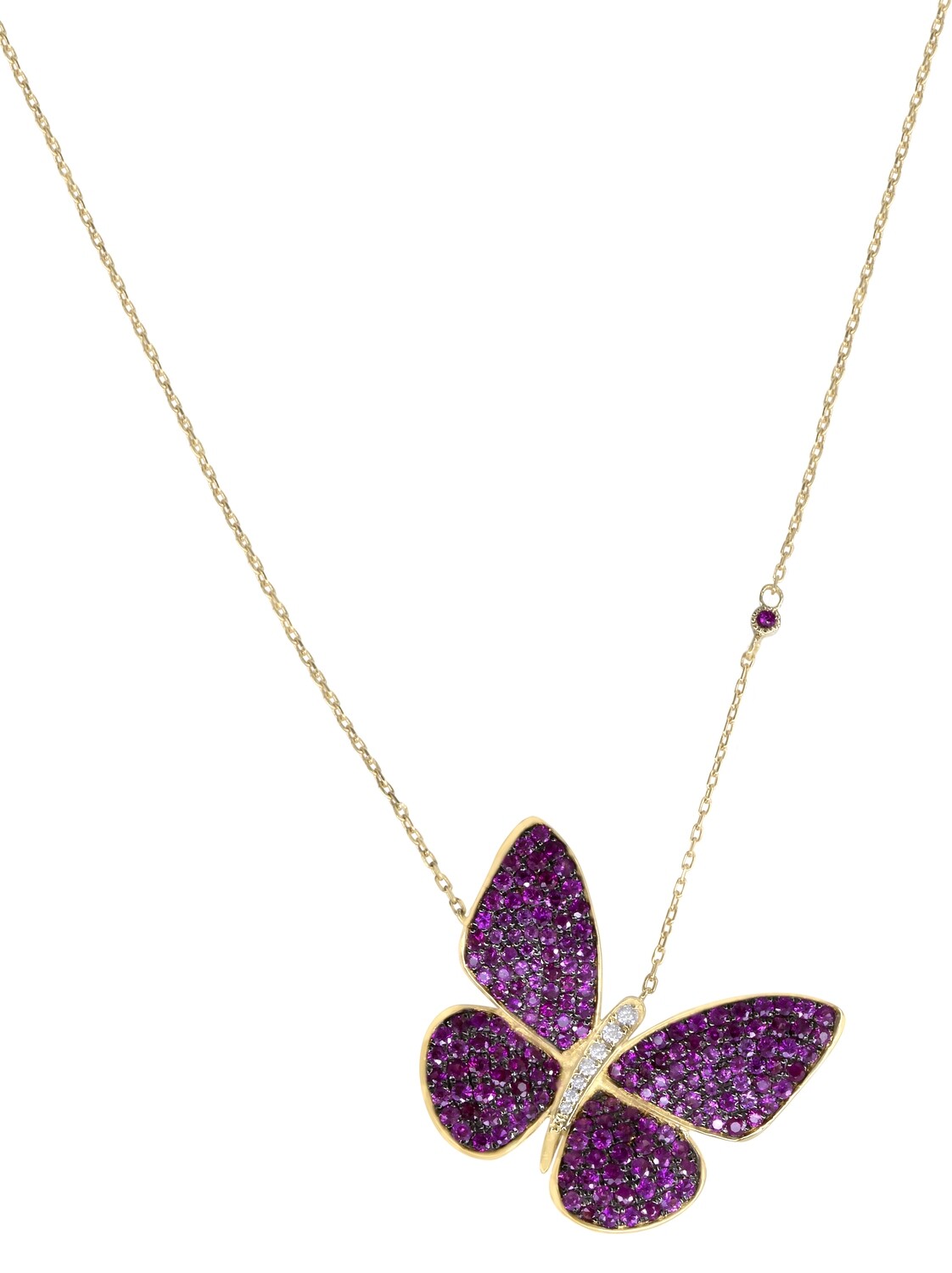 Butterfly Diamond Necklace with Sapphire