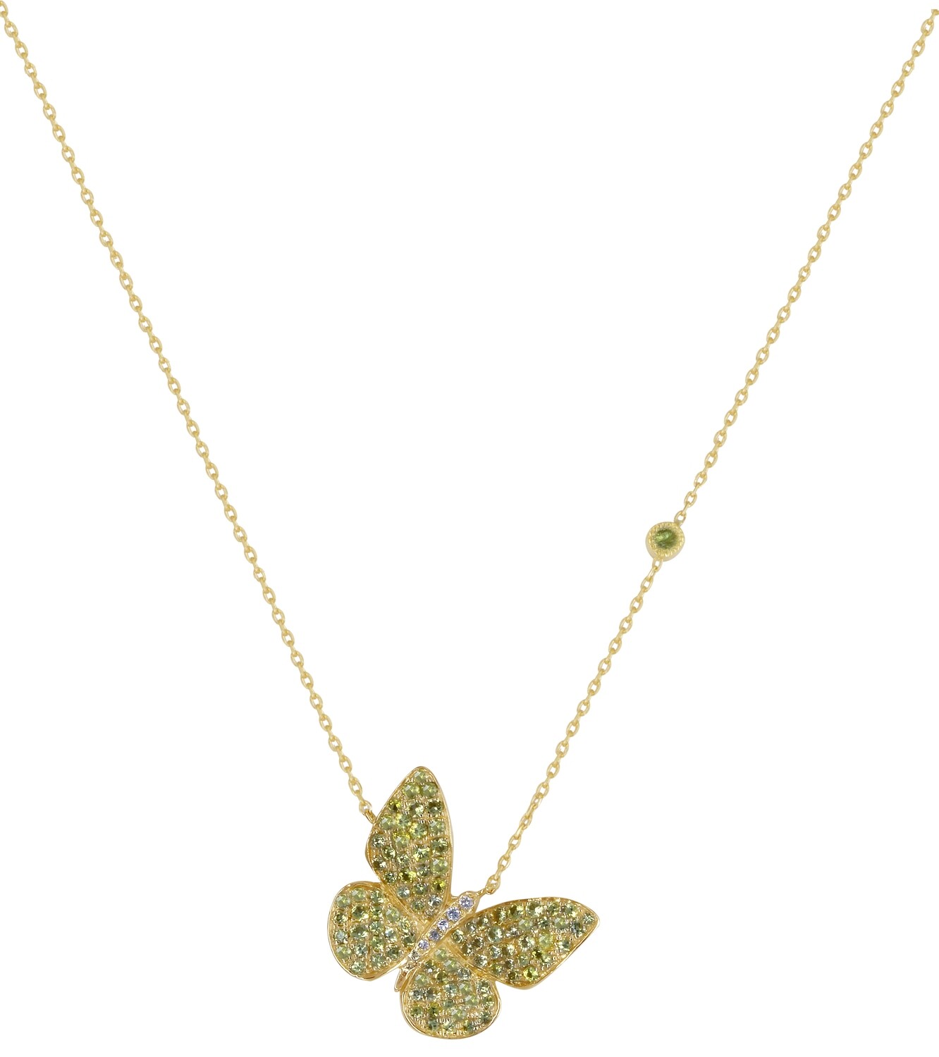 Butterfly Diamond Necklace with Precious Stones