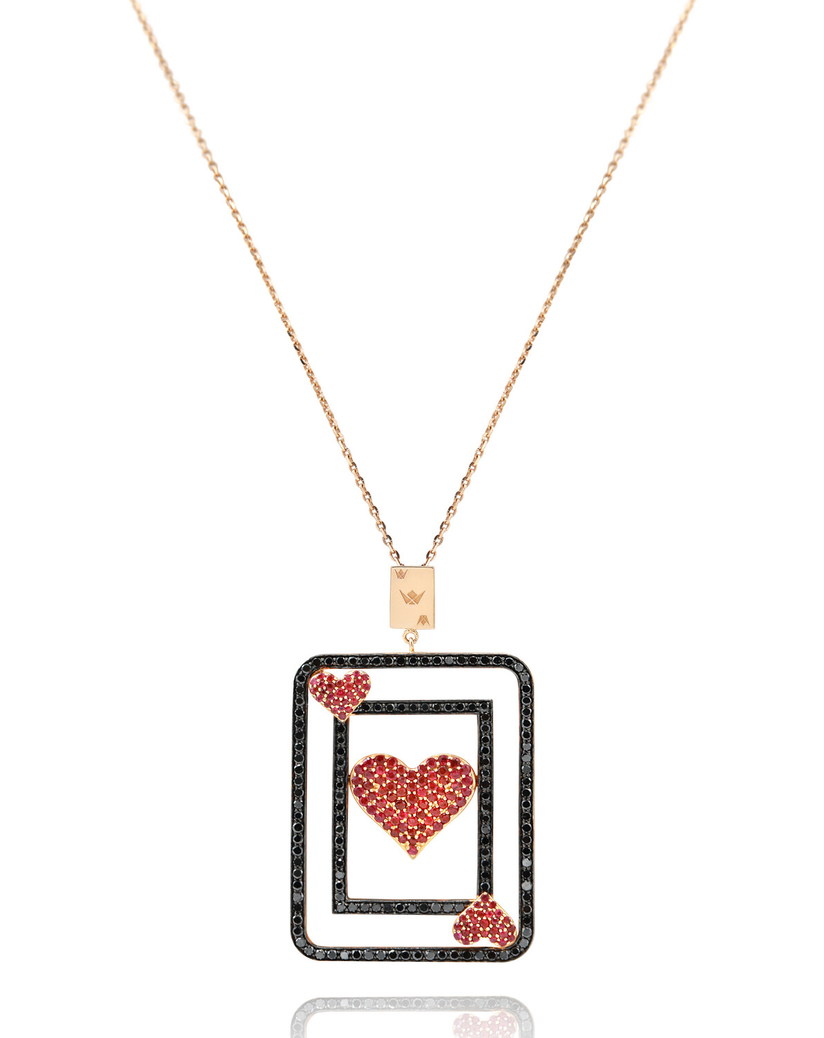 Fortune Card Necklace with Ruby and Fancy Diamond