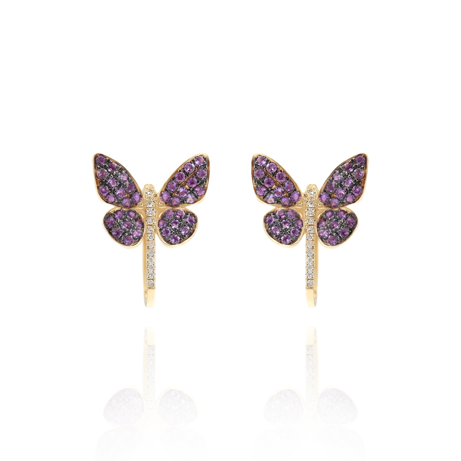 Butterfly Diamond Earrings with Precious Stones