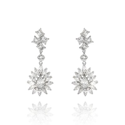 Bridal Diamond Earrings with Princess and Marquise Diamond