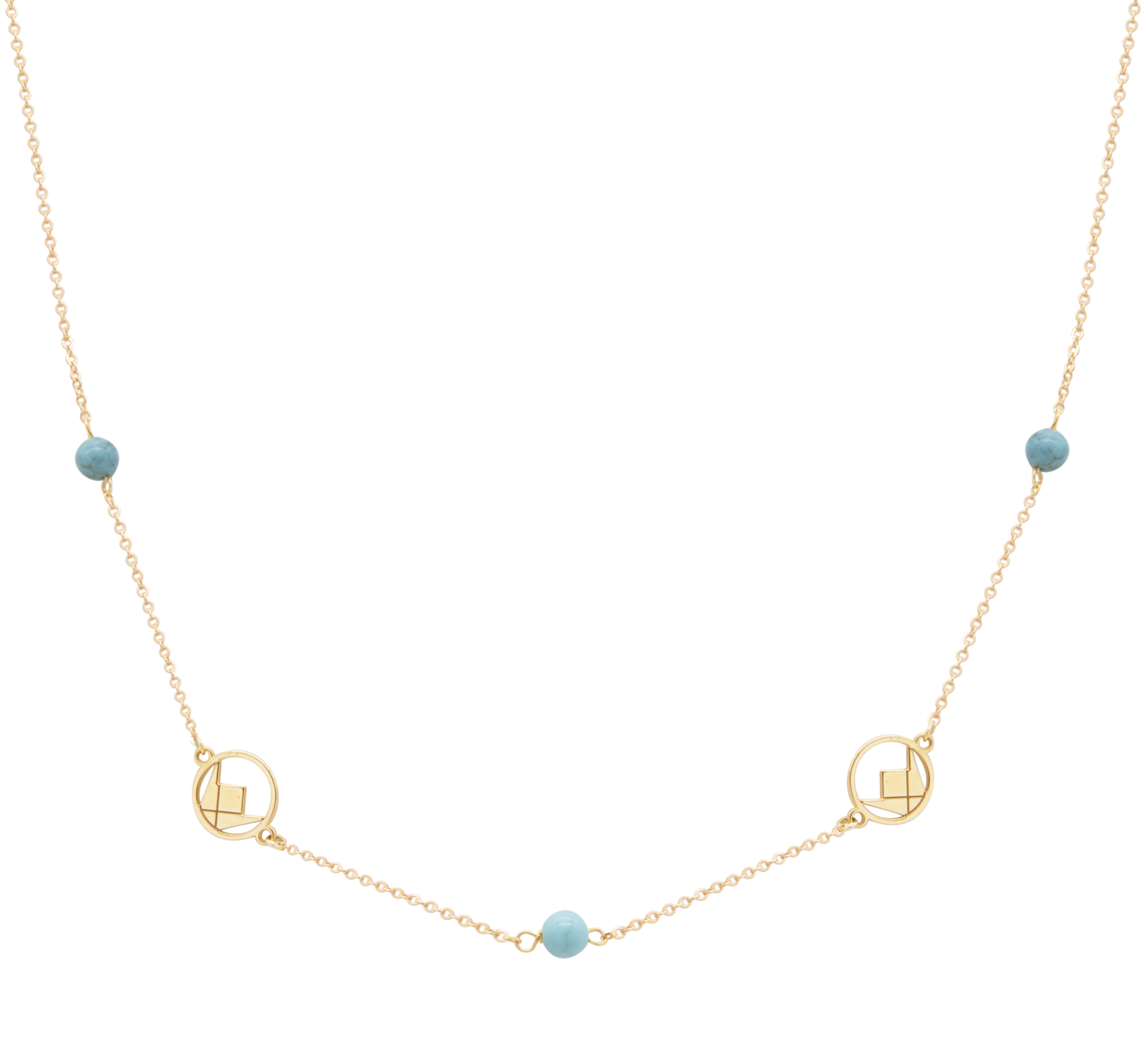 Emblem Gold Necklace with Colored Stones