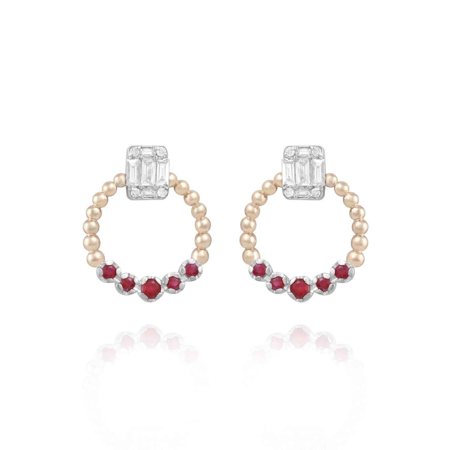 Eternal Diamond Earrings with Baguette and Ruby