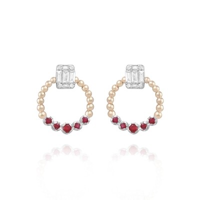 Eternal Diamond Earrings with Ruby and Baguette Diamond