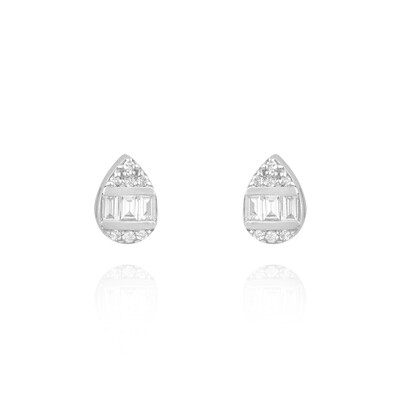 Bridal Diamond Earrings with Baguette Diamond