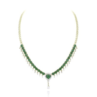 Eternal Emerald Necklace with Marquise and Pear Diamond